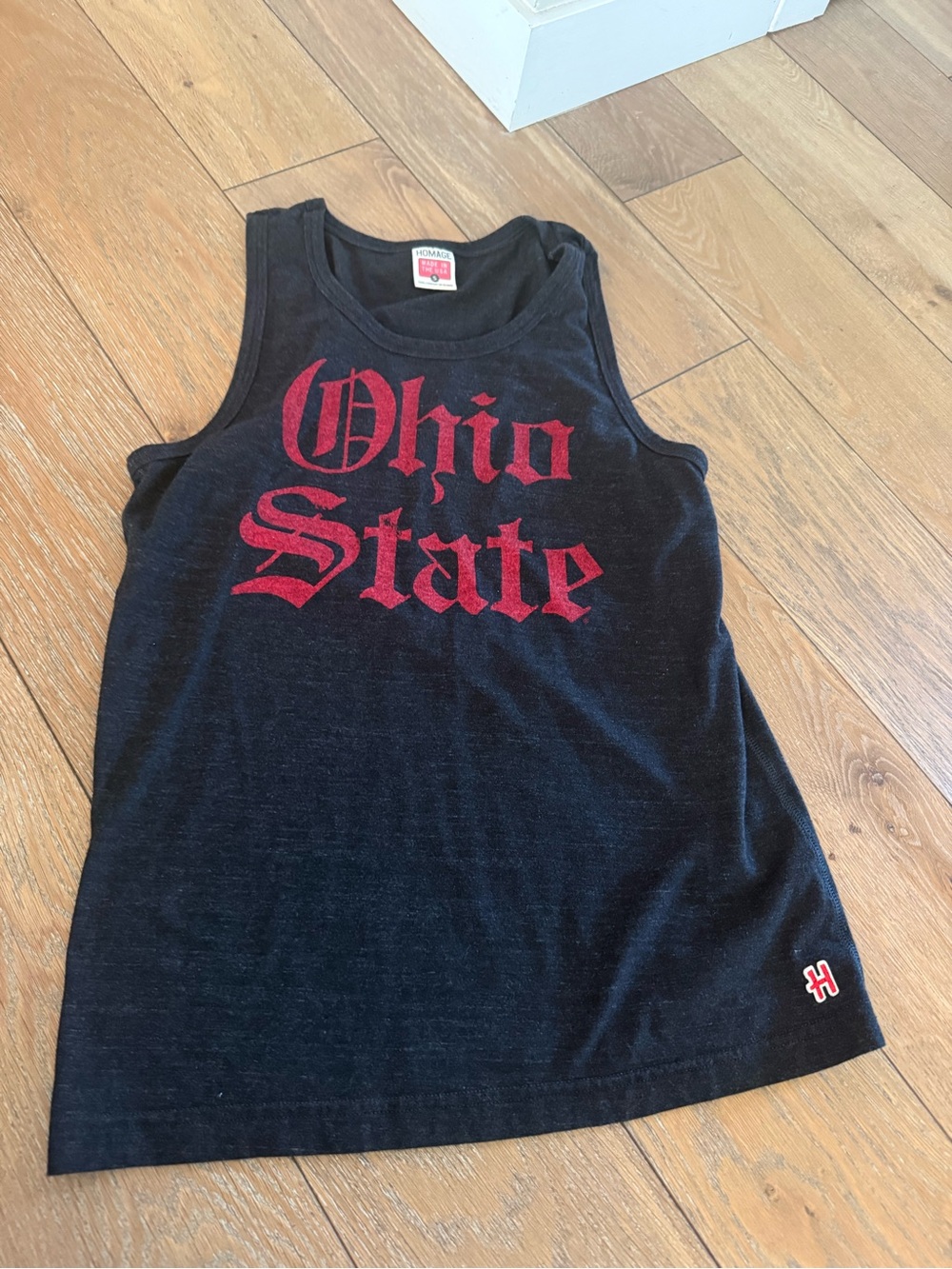 HOMAGE Black Tank Top with Red Ohio State Script